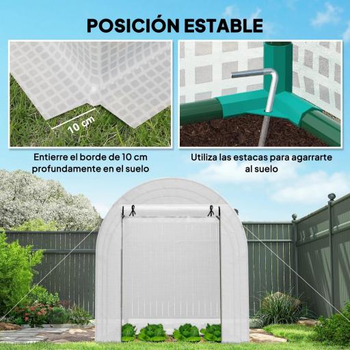 Invernadero de Jardín 180x180x200 cm Invernadero de Túnel Pequeño con Puerta Enrollable y Ventana de Malla Blanco [7]