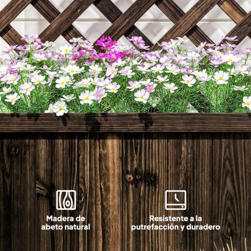Jardinera con Enrejado de Madera Macetero de Jardín con Soporte para Trepadora 72,5x31,5x149,5 cm Carbonizado [3]