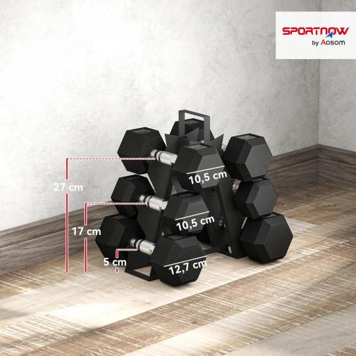 Juego de Mancuernas 2x4kg 2x6kg 2x8kg con Soporte de Almacenamiento para Ejercicio Entrenamiento Negro [4]