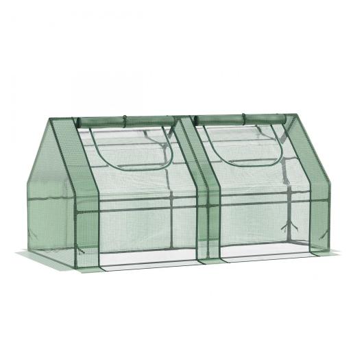 Invernadero de Exterior con Cubierta Doble Ventanas y Marco de Acero para Cultivar Plantas Flores 180x90x90 cm Verde [8]