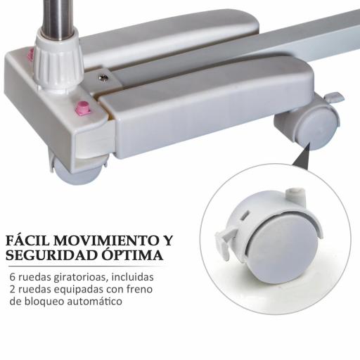 Tendedero de Ropa Plegable 80x55x172 cm con 6 Ruedas y 4 Estantes con Altura Regulable de Acero Inoxidable Plateado [5]