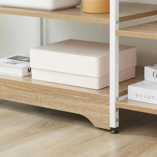 Estante de Cocina Estantería para Microondas Horno Multiusos con 7 Estantes de Almacenamiento para Utensilios Libros Plantas 90x40x95 cm Madera Natural [3]