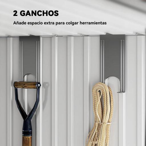 Caseta de Jardín 195x122x181,5 cm con Puerta Corredera 2 Ventanas y Anti-UV para Almacenar Herramientas Gris Oscuro [2]