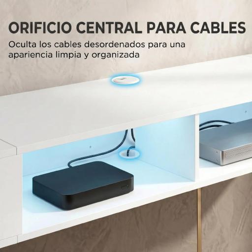Mueble de TV Suspendido con Luces LED con Estantes Abiertos para Televisión 75 Pulgadas 177,8x30x18 cm Blanco [1]