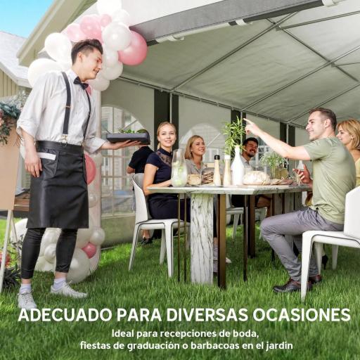 Carpa para Fiesta 4x8 m Carpa de Jardín con Paredes Extraíbles Puertas y Ventanas Anti-UV para Boda Camping Gris [2]