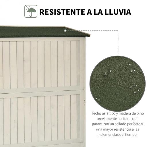 Armario de Madera para Exterior para Herramientas de Jardinería con Doble Puerta y Estantes 127,5x50x164 cm Gris [3]