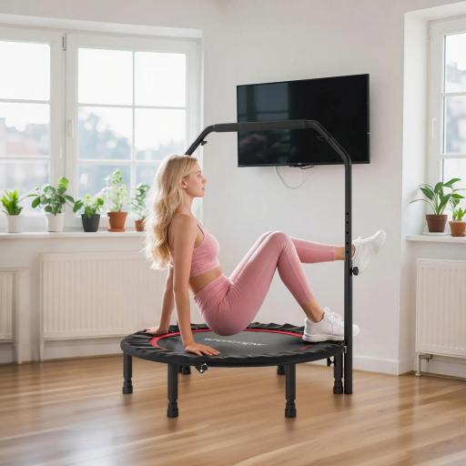 Cama Elástica Plegable Ø102 cm con Mango Ajustable Marco de Acero para Entrenamiento Piernas Cuerpo Rojo y Negro [2]