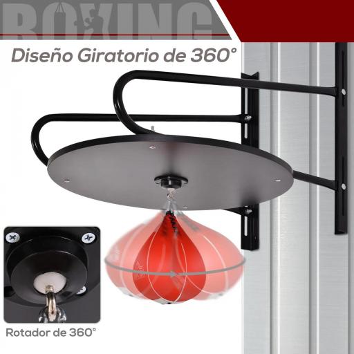 Pera de Boxeo con Soporte de Pared Giratorio para Practicar Técnica y Reflejos 60x73x80 cm Negro y Rojo [2]
