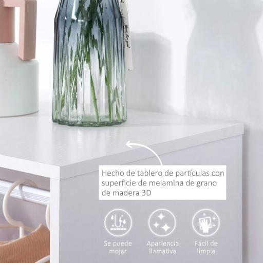 Armario Abierto con Ruedas Barra y Estantes para tener Ropa Colgada y Doblada 60x40x128 cm Blanco [8]