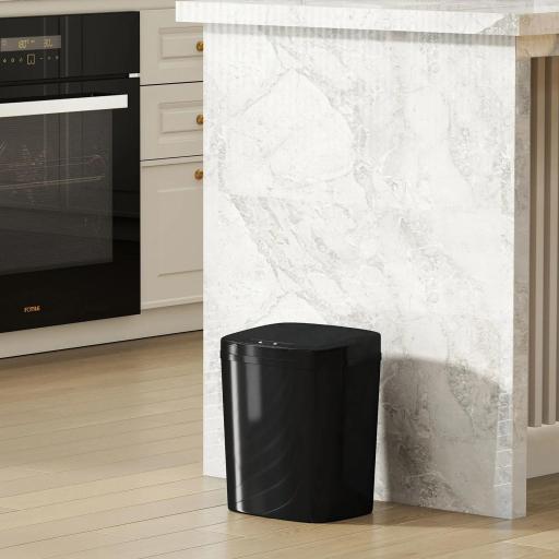 Cubo de Basura Cocina Automático 15 L con Sensor Infrarrojo y Modo Manual Anillo de Retención Antihuellas Negro [7]