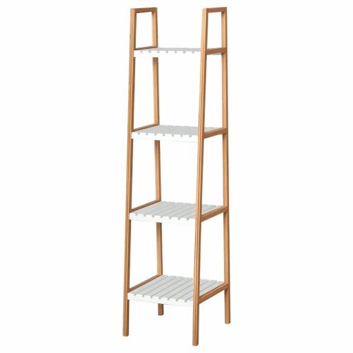 Estantería Escalera de Bambú de 4 Niveles Mueble de Almacenaje Multifuncional para Baño Salón Cocina 35x36x138,5 cm Blanco y Natural [9]