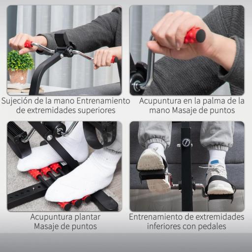 Pedales Estáticos Personas Mayores de Piernas y Brazos Altura Ajustable 75-97 cm Pantalla LCD y Rodillo Masajeador [6]