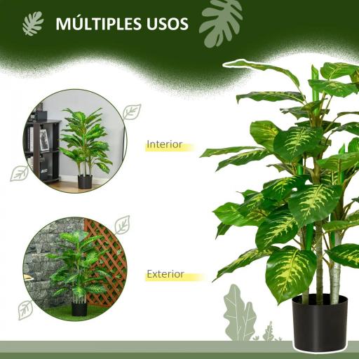 Aglaonema Artificial Planta Sintética de 95 cm con 42 Hojas Decoración para Hogar Oficina Verde [3]