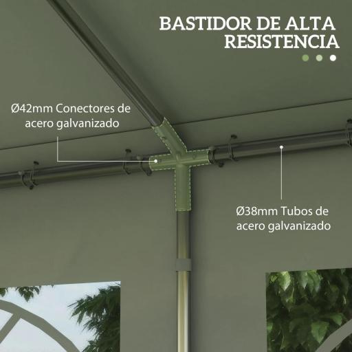 Carpa para Fiesta Cochera Gazebo 6x4m Pergola Cenador Pabellón 4 Paneles Laterales Ventanas Anti-UV para Eventos Bodas Acero PE Blanco [5]