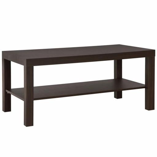 Mesa de Centro Moderna Mesa Baja con 2 Estantes de Almacenamiento Mesita para Salón Carga 20 kg 90x45x44,5 cm Nogal [7]
