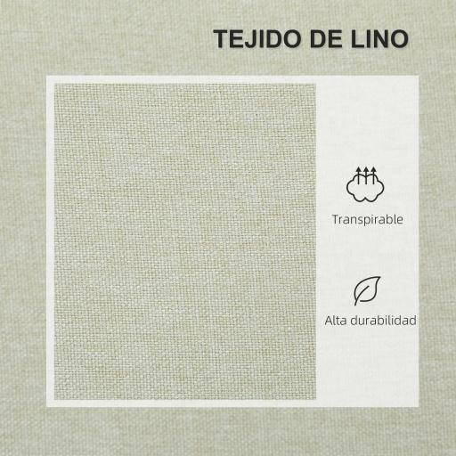 Sofá de 2 Plazas Moderno y Compacto Tapizado en lino con Muelles y Cojines para Espacios Pequeños 135x72x84 cm Beige [2]