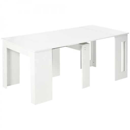 Mesa de Comedor Plegable Alas Abatibles con Ruedas y 2 Cajones Mesa de Cocina Pequeña Estilo Moderno 120x80x75 cm Blanco [9]