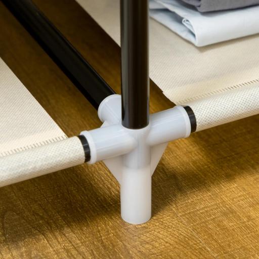 Armario de Tela Plegable Ropero Portátil con 6 Estantes y 1 Barra de Colgar para Dormitorio 103x43x162,5cm Crema [3]
