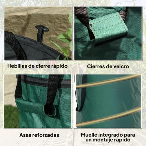 Set de 4 Bolsas de Basura de Jardín 86L con Asas Fijación de Botones y Diseño Pop-Up Plegables y Reutilizables [7]
