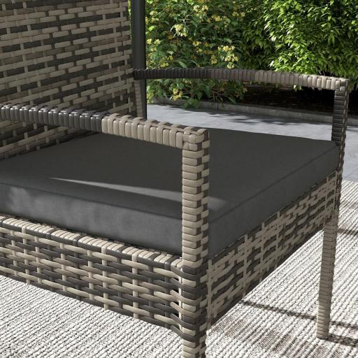 Juego de 4 Piezas Muebles de Jardín con 2 Sillones 1 Sofá de 2 Plazas y 1 Mesa de Centro de Tablero de Vidrio Gris [8]