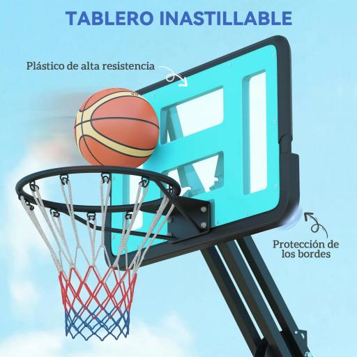Canasta de Baloncesto Ajustable de 146-236 cm con Ruedas y Base Rellenable con Agua o Arena Tablero Irrompible Negro [7]