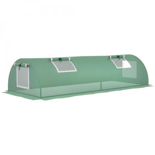 Invernadero Pequeño para Cultivo de Plantas con 4 Ventanas Marco de Acero y Cubierta de PE Anti-UV 200x80x45 cm Verde [9]