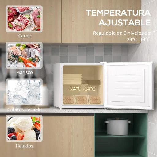 Mini Congelador de 35L con Temperatura Ajustable Puerta Reversible y Bajo Consumo Energético para Cocina Camping Blanco [2]
