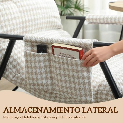 Silla Mecedora con Respaldo y Reposapiés Ajustables Mecedora Sillón Balancín Tapizado en Lino 62x100x89 cm Gris [5]