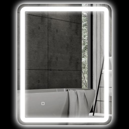 Espejo de Baño con Luces LED 70x90 cm 3 Colores de Luz Brillo Regulable Función Antivaho Función de Memoria IP44 [9]