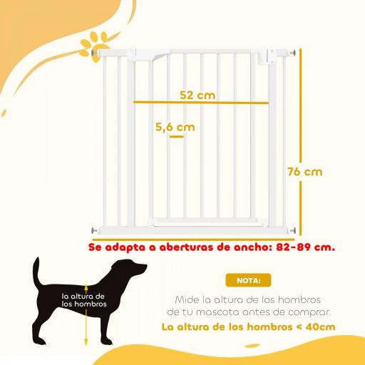 Barrera de Seguridad para Niños y Perros Ancho 76-89 cm Bloqueo Doble y Cierre Automático Apertura Dos Sentidos Blanco [1]