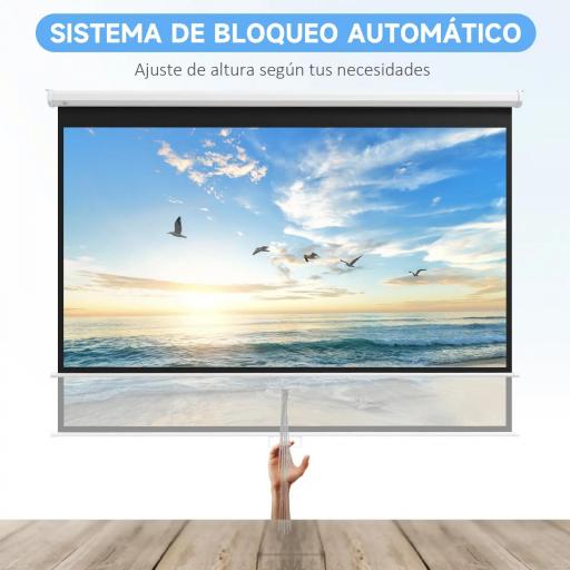 Pantalla de Proyector Manual 120 Pulgadas Formato 16:9 266x149 cm Blanco [3]