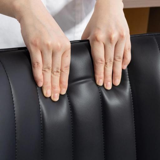 Juego de 2 Taburetes de Bar, Sillas de Bar Giratorio 360° Tapizado en Cuero Sintético con Respaldo y Reposapiés Negro [7]