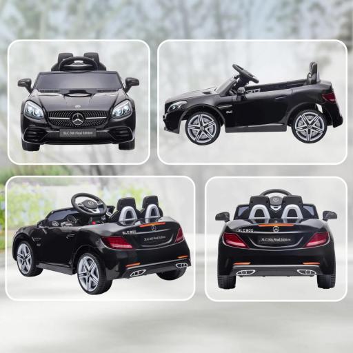 Coche Eléctrico para Niños de +3 Años Mercedes SLC 300 con Batería 12V Mando a Distancia Faros LED Bocina Música Negro [3]