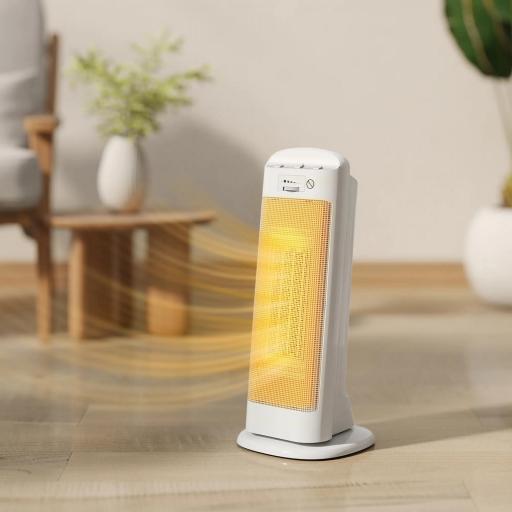 Calefactor Eléctrico Bajo Consumo 2000W con 4 Modos Termostato Regulable Protección contra Vuelcos y Sobrecalentamiento