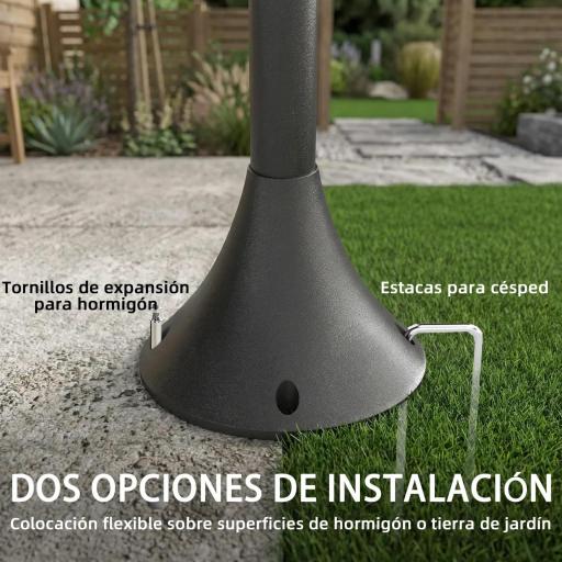 Farola Solar Exterior de Jardín de Aluminio con 3 Cabezales con Encendido/Apagado Automático IP44 40x34,5x188 cm Negro [2]