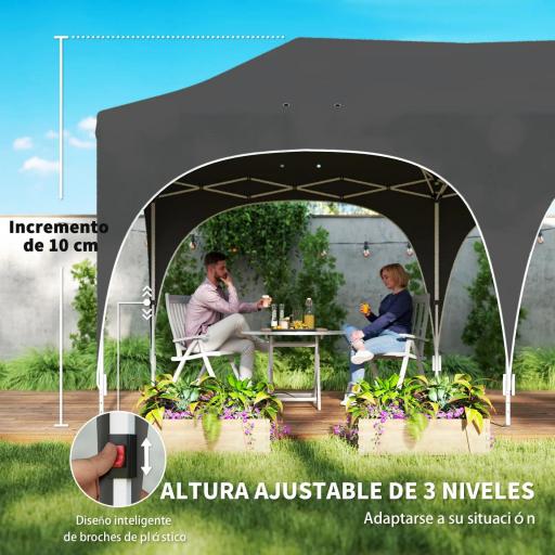 Carpa Plegable 6x3 m Pop-up con 6 Laterales Desmontables Altura Ajustable y Bolsa de Transporte Gris Oscuro [7]