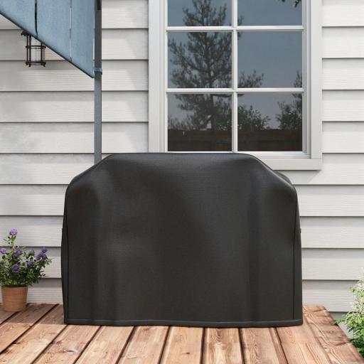 Funda para Barbacoa Rectangular de Tela Oxford 420D Anti-UV Impermeable con Cordón de Sujeción 124x61x91 cm Negro [5]