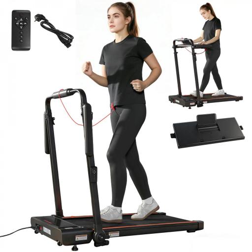Cinta de Correr Plegable con Escritorio Extraíble 2.5HP 1-12 KM/H Pantalla LED Manillar y Soporte para Móvil Negro [8]