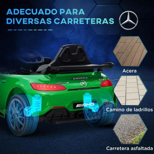 Coche Eléctrico para Niños de +3 Años Mercedes-Benz AMG GTR con Batería 12V Mando a Distancia Faros Bocina Música Verde [1]
