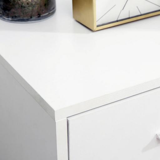 Armario de Oficina para Impresora Mueble Multifuncional con 3 Cajones Estantes y Ruedas 80x40x65 cm Blanco [9]