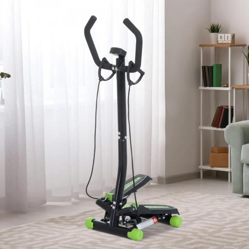 Máquina de Step Stepper Fitness con Manillar Pantalla LCD Cintas y Pedales Antideslizantes 40x40x118cm Negro