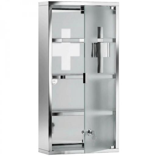 Armario de Medicinas Botiquín Gabinete de Primero Auxilios Acero Inox 4 Estantes Caja Colgante de Pared con Cerradura [6]