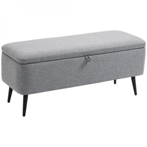 Banco de Almacenamiento con Tapa Abatible y Patas de Acero para Dormitorio Salón Entrada 101x38,5x44,5 cm Gris [9]