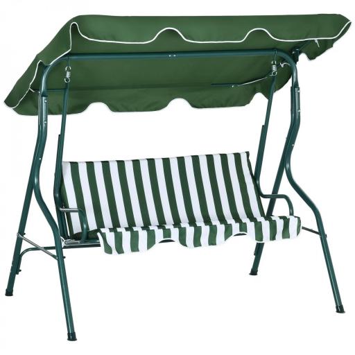 Balancín de Exterior con Toldo Ajustable en Ángulo Impermeable y Marco de Acero para Patio Balcón 170x110x153 cm Verde [8]