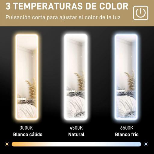 Espejo de Cuerpo Entero con Luz LED 150x40 cm con Iluminación de 3 Colores Función de Memoria y Táctil Inteligente Negro [2]