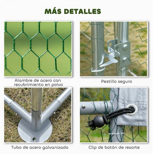 Gallinero para Exterior Grande de Acero Galvanizado 5,1x3x1,9 m 15,3 m² con Cubierta Tela Oxford y Cerradura Plata [3]