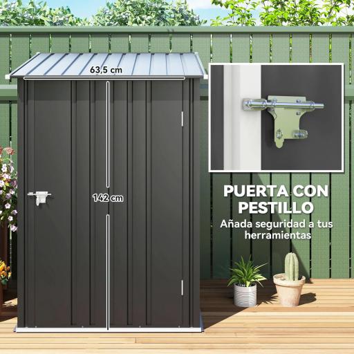 Caseta de Jardín Metálica 0,92 m² 100x103x160cm con 1 Puerta y Cerradura para Almacenamiento de Herramientas Gris Oscuro [2]
