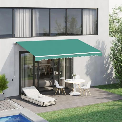 Toldo de Pared con Brazo Articulado y Manivela Marco Resistente de Aluminio y Cubierta de Poliéster 295x245 cm Verde