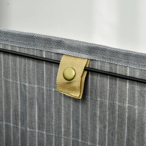 Cesto para Ropa Sucia de Bambú Capacidad de 55L Cesta para la Colada en Forma de Abanico 38x38x57 cm Gris [3]