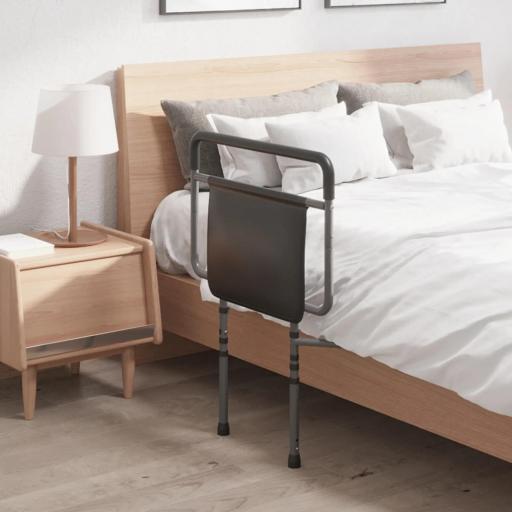 Barandilla de Cama Adulto Asidero para la Cama con Altura Ajustable Bolsillo de Almacenamiento 71x61x86-104 cm Gris [5]